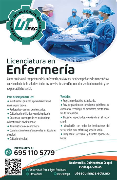 Flyer Lic Enfermería qr Universidad Tecnológica de Escuinapa