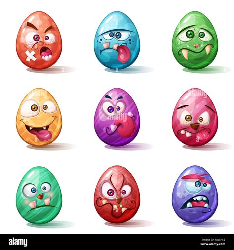 Happy Easter Cartoon Set Egg Icon Stock Vector Image And Art Alamy