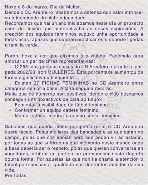 CD Arenteiro on Twitter 8 de Marzo día da Muller