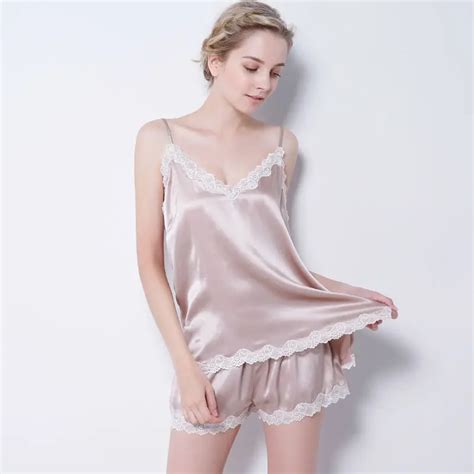 Womens Pure Mulberry Silk Pajama Sexy Nightwear 100 Silk Sexy