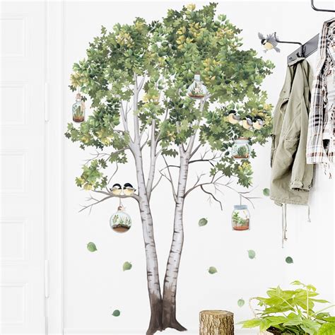 Jual Reliza Wall Sticker Pohon Daun Hijau Pot Bunga Kebun Kucing Cat