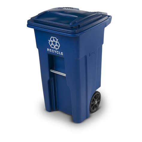 Toter 32 Gallon Blue Recycling Bin With Lid At