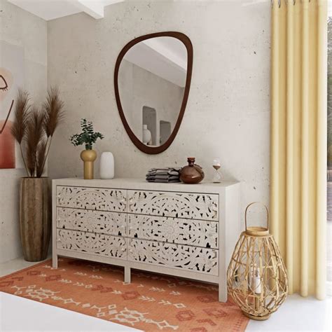 Doppio Con Cassetti Bianco Scolpito Kerala Maisons Du Monde