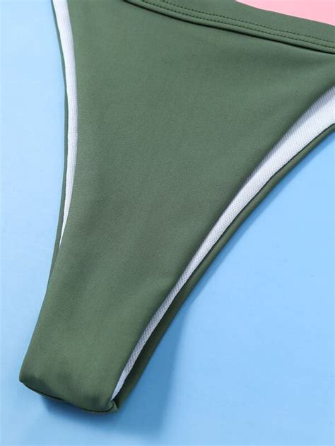 Ring Linked Triangle Thong Bikini Swimsuit SHEIN USA