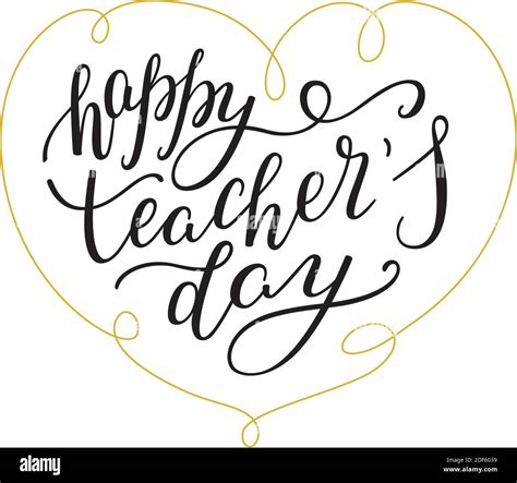 Happy Teachers Day Hand Lettering With Heart Template For Greeting