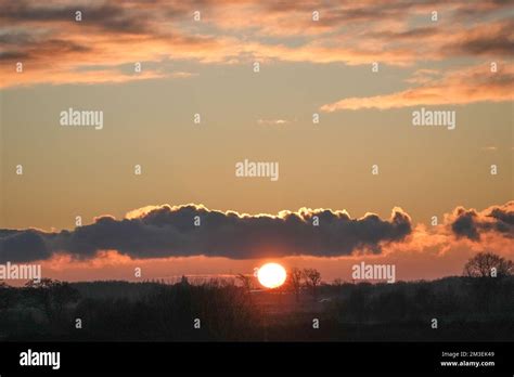 Weather Lunt Merseyside Uk 11th December 2022sunset At Lunt Wetland