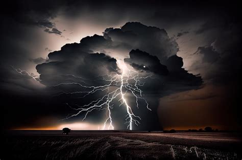 Premium AI Image | Long exposure of stormy sky with lightning bolts and ...