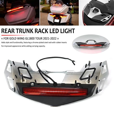 Motorcycle Rear Trunk Luggage Rack Led Light For Honda Gold