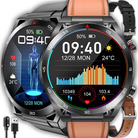 SMARTWATCH ZEGAREK OKRĄGŁY GLUKOZA POMIAR CUKRU EKG CIŚNIENIE MENU