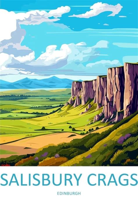 Salisbury Crags United Kingdom Travel Wall Art Landscape Canvas Art