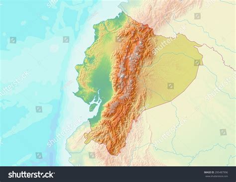 Topographic Map Ecuador Shaded Relief Elevation Stock Illustration