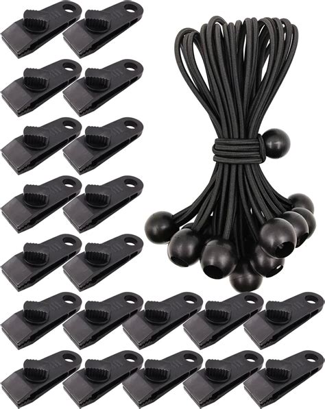 WMZOBH 20 Pcs Tarp Clips Heavy Duty 20 Pcs Bungee Balls 6 Inch