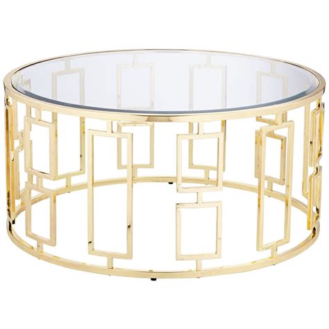 Belesi Gold Round Coffee Table Style 8W346 Gold Accent Table Gold