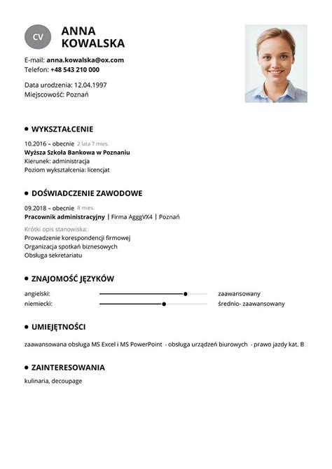 Wzór Cv Pracownik Biurowy