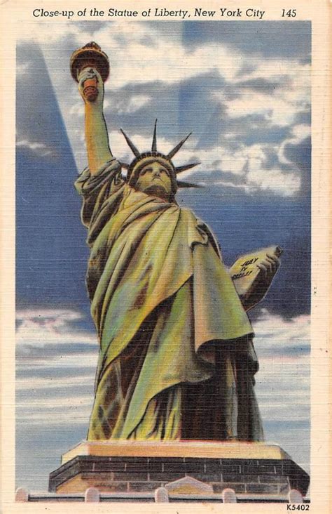 Statue Of Liberty Close Up New York City 1954 Linen Postcard Liberty