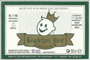 Dranketiket Koantjes Bier Proefbrouwerij Belgi Col Be Beer