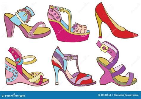 Collection Of Fashionable Womens Shoes Stock Vector Illustration Of