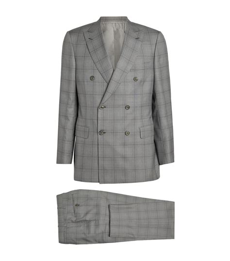 Mens Brioni Multi Wool Silk Check Suit Harrods UK