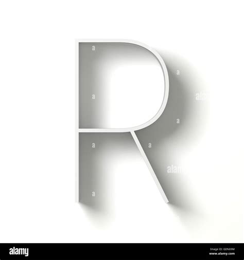 Long Shadow Font Letter R 3d Render Illustration Isolated On White