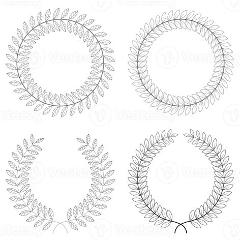 Laurel Wreaths Leaves Branches Line Detail Symbol Of Victory 33534575 Png