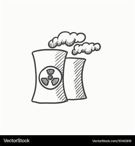 Nuclear Power Plant Sketch Icon Royalty Free Vector Image