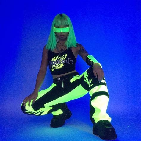 Suede Outfit Neon Outfits Neon Fashion Cyberpunk Fashion