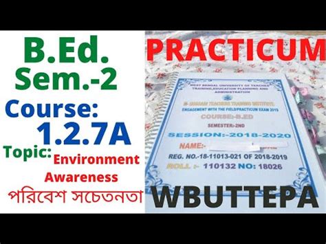 B Ed Sem Practicum Course A Environment Awareness