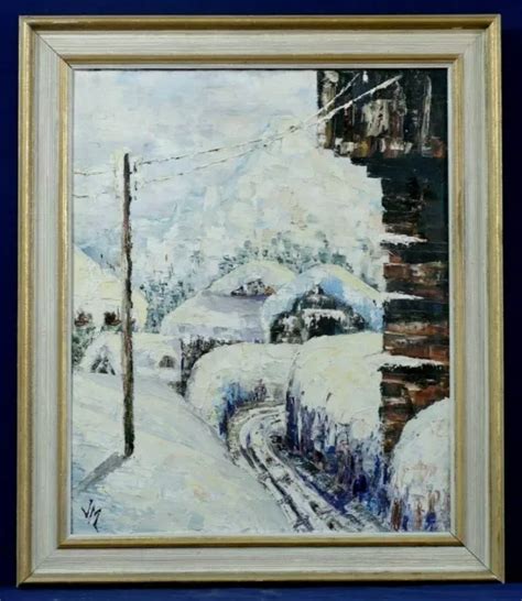 Tableau Huile Sur Toile Paysage D Hiver Montagne Sign J M Eur