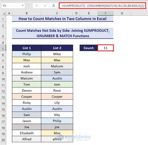 How To Count Matches In Two Columns In Excel 3 Practical Methods