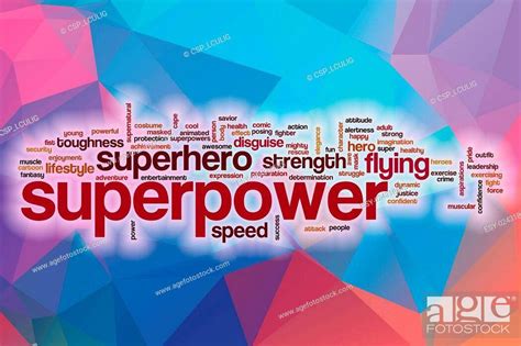 Superpower Word Cloud With Abstract Background Stock Photo Picture