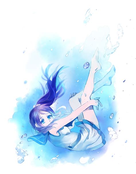 Safebooru 1girl Aki Neyuki41028 Barefoot Blue Eyes Blue Hair