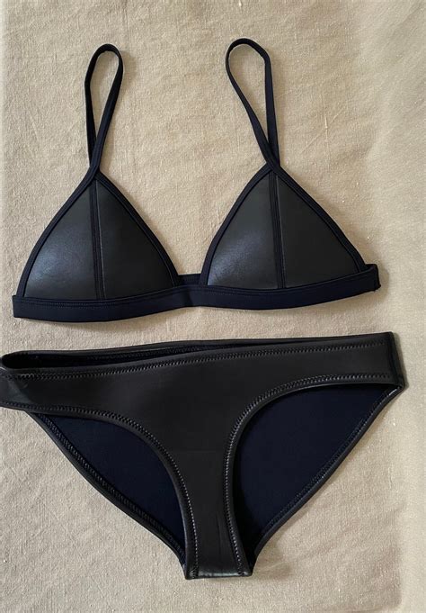 Triangl Bikini Svart Neopren S Sommar Badkl Der K P P Tradera
