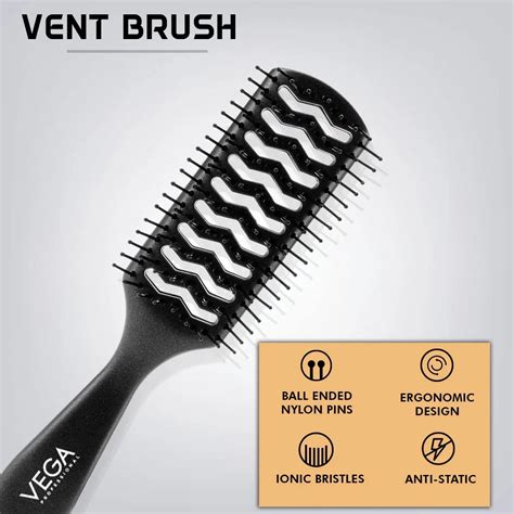 Vega Professional Vent Hair Brush With Ionic Bristles And Vented Design