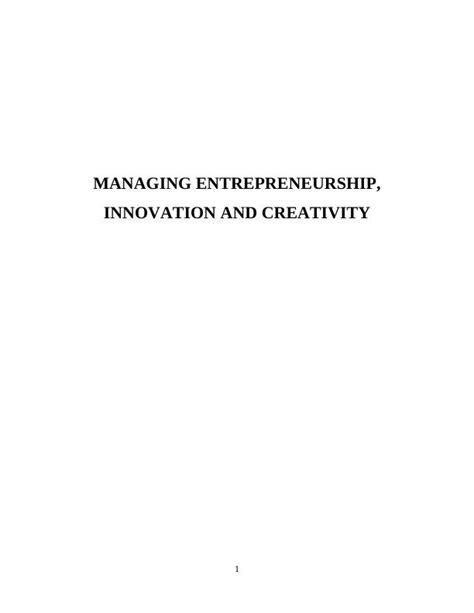 Managing Entrepreneurship Innovation Creativity Desklib