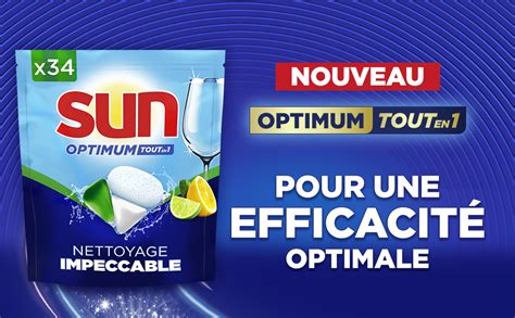 SUN Optimum Pastilles Lave Vaisselle Tout En 1 34 Capsules Citron