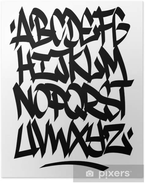 Poster Hand Written Graffiti Font Alphabet Vector Pixers Uk