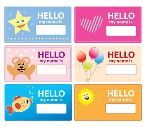 Children Name Card Vector With Cute Animals Stock Vector Illustration