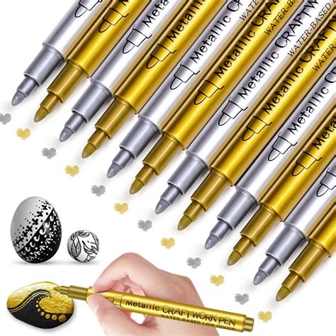 Permanent Paint Pens Metal Paint Marker Pens Gold Silver Paint