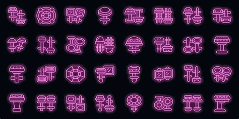 Cufflinks icons set vector neon 23097814 Vector Art at Vecteezy