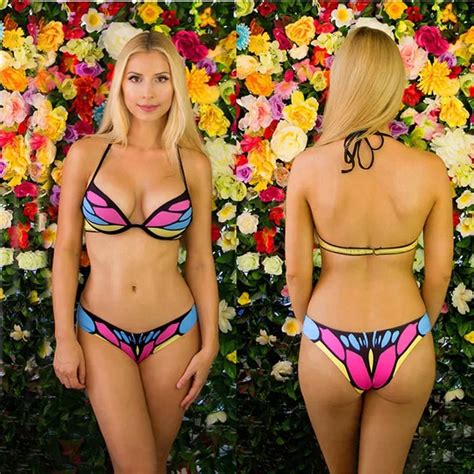 Aliexpress Buy Women Sexy Brazilian Bikini Butterfly Print Triangle Brazilian Bikini