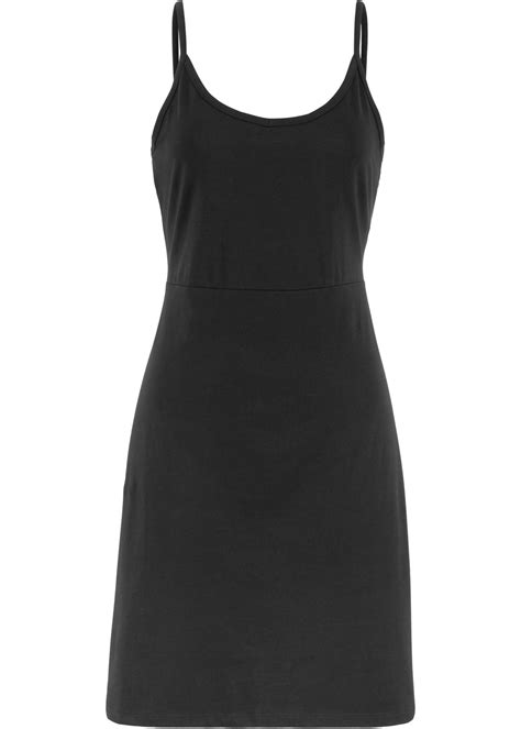 Basic Stretch Kleid mit Spaghetti Trägern schwarz