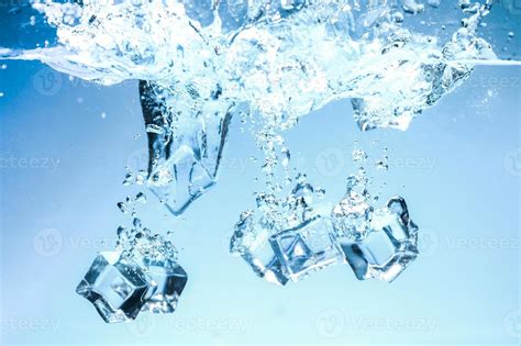 Abstract Background Image Of Ice Cubes In Blue Water 10539139 Stock