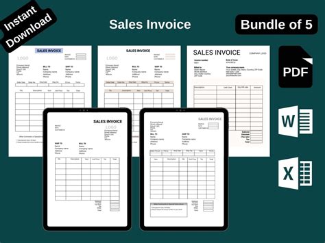 Sales Invoice Template Printable Blank In Pdf Excel Word