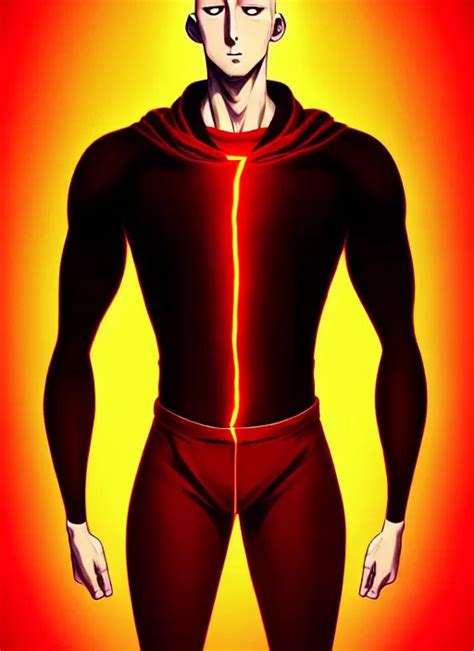 Handsome Saitama Half Body Shot Path Traced Red And Stable