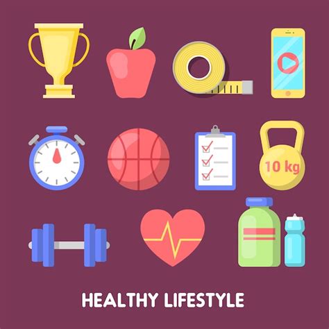 Premium Vector Healthy Lifestyle Fitness Icon Set