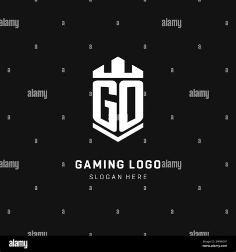 Go Monogram Logo Initial With Crown And Shield Guard Shape Style Vector