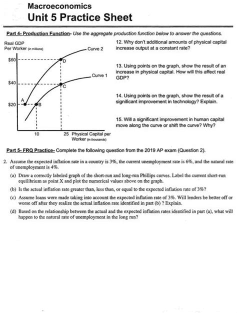 Solved Macroeconomics Unit Practice Sheet Part Production