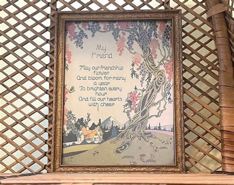 Vintage Lithograph Print My Friend Poem In Frame Etsy