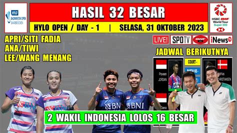 Hasil Hylo Open 2023 Hari Ini Day 1 R32 APRI SITI ANA TIWI Menang