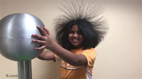 Van De Graaff Generator Electrostatic Hair Raising Demo Youtube